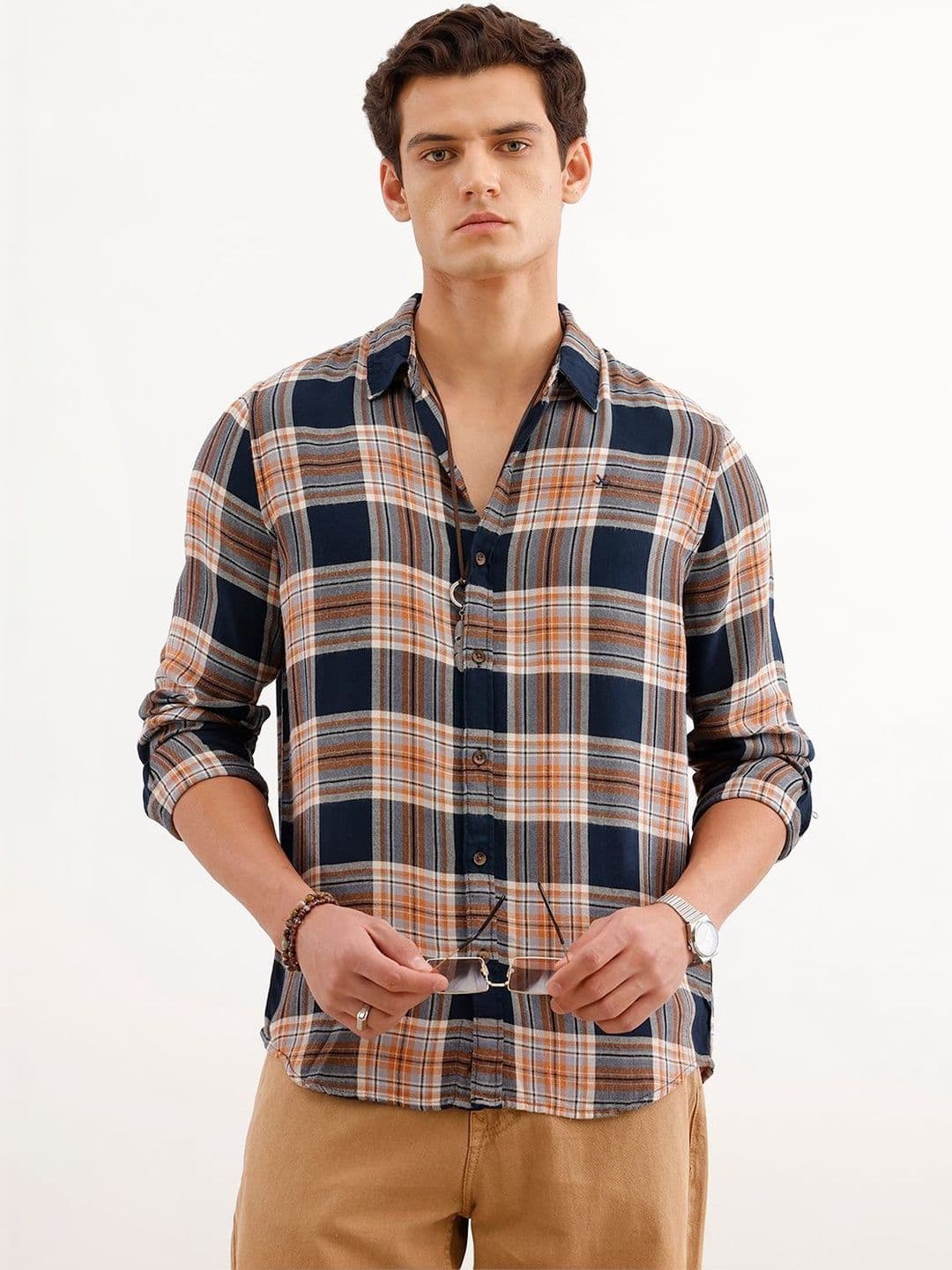 WROGN Men Slim Fit Checked Casual Shirt - view 1