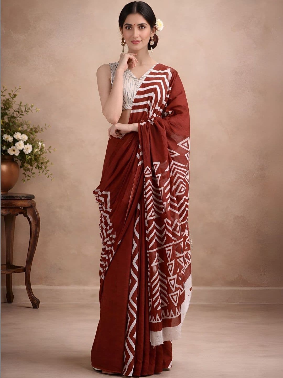 Moda Rapido Geometric Printed Pure Cotton Saree - view 1