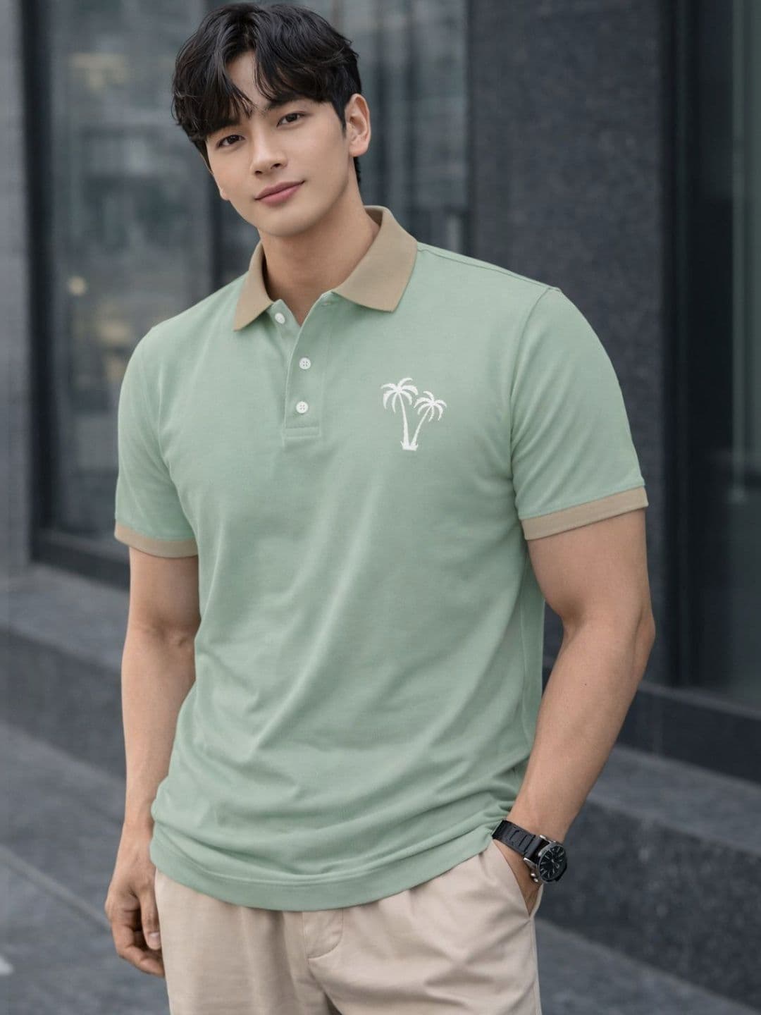 TAZO Men Printed Polo Collar T-shirt - view 1