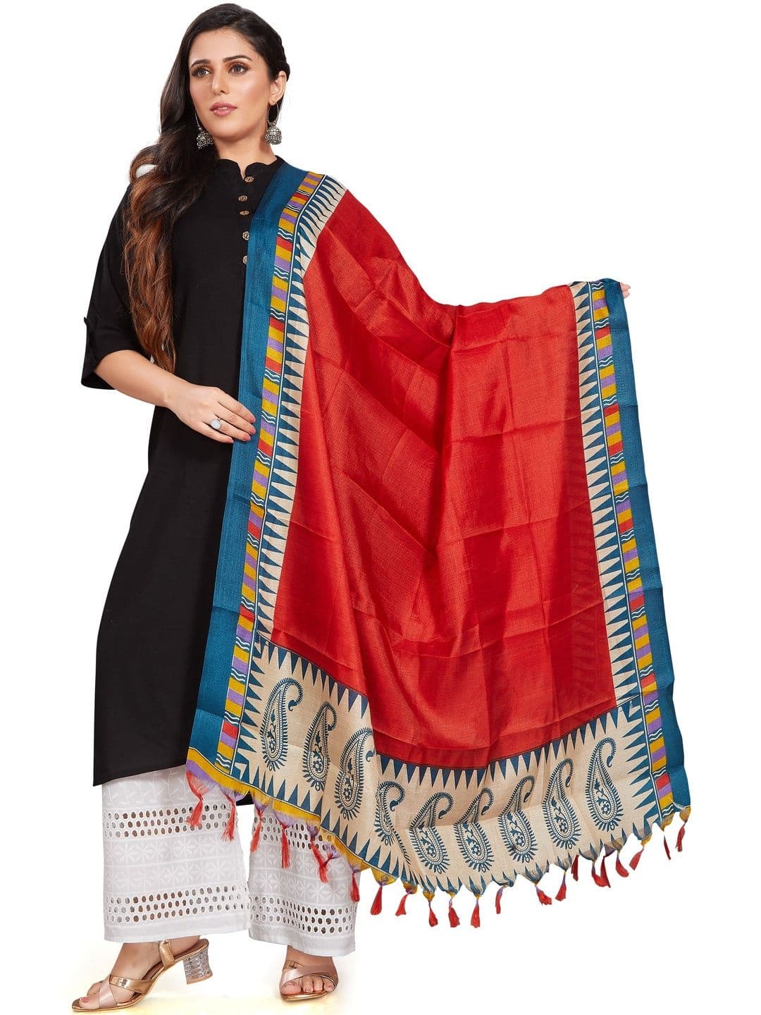 KALINI Paisley Printed Art Silk Dupatta - view 1