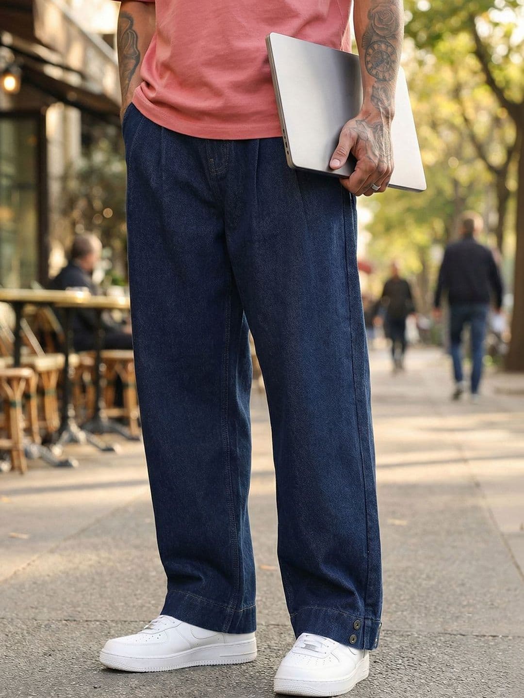 Bewakoof Men's Rinse Blue Baggy Fit Japanese Jeans - view 1