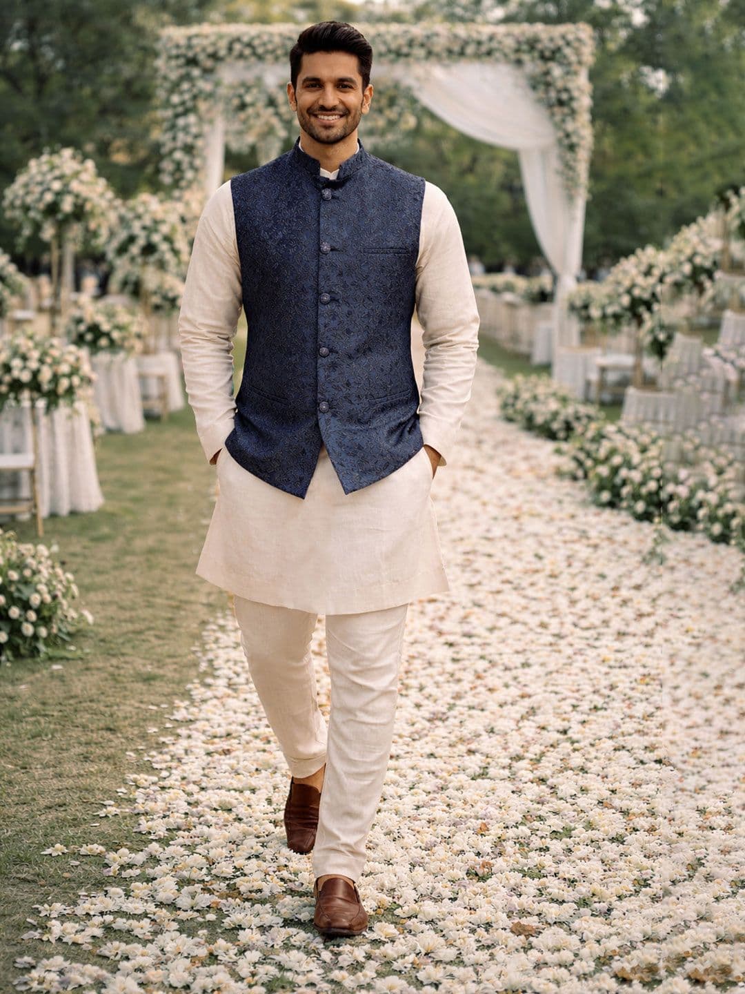 House of Pataudi Woven Design Nehru Jackets - view 1