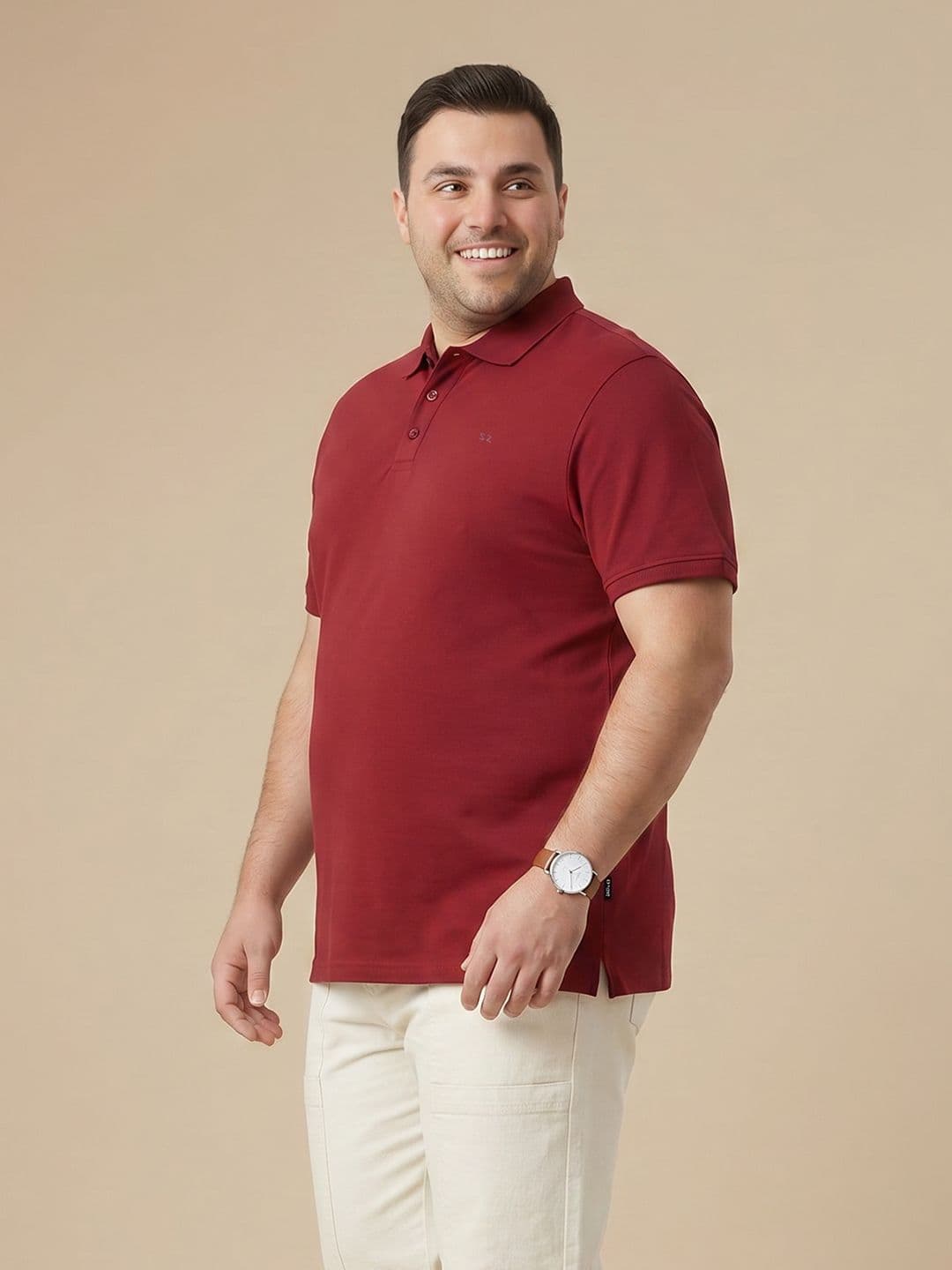 Sztori Plus Size Polo Collar Pure Cotton Tshirt - view 1