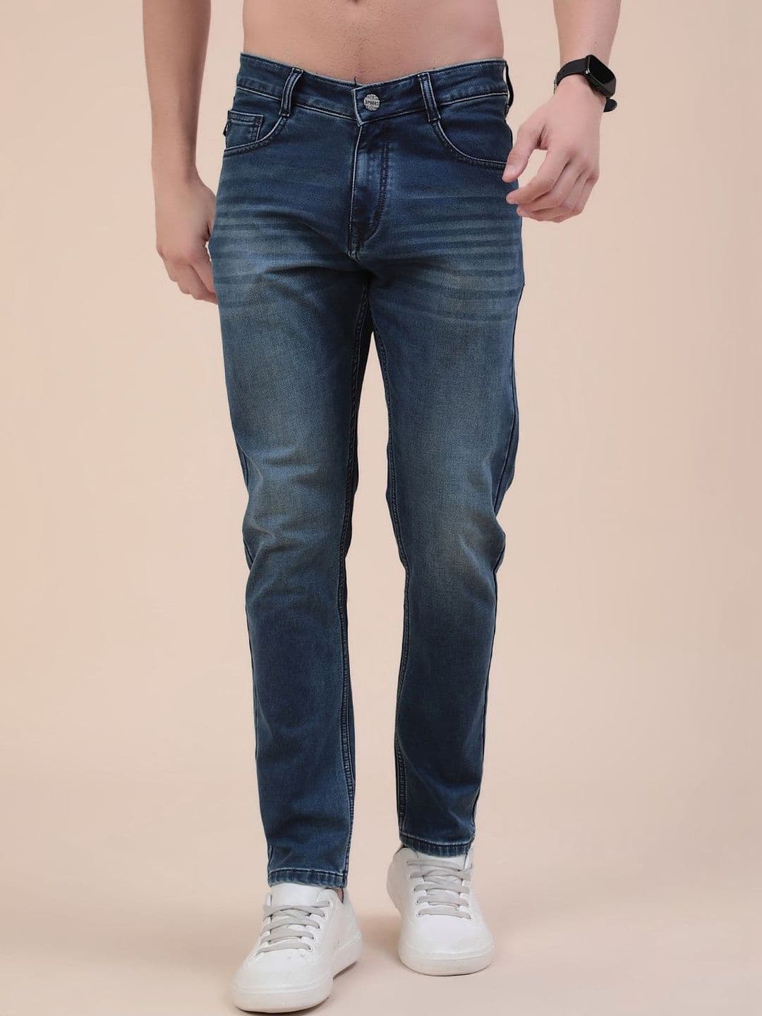 V-Mart Men Skinny Fit Mid-Rise Light Fade Stretchable Jeans - view 1