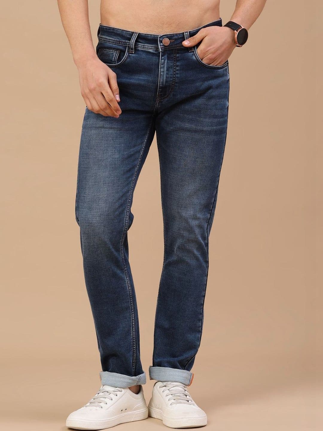V-Mart Men Slim Fit Mid-Rise Light Fade Jeans - view 1