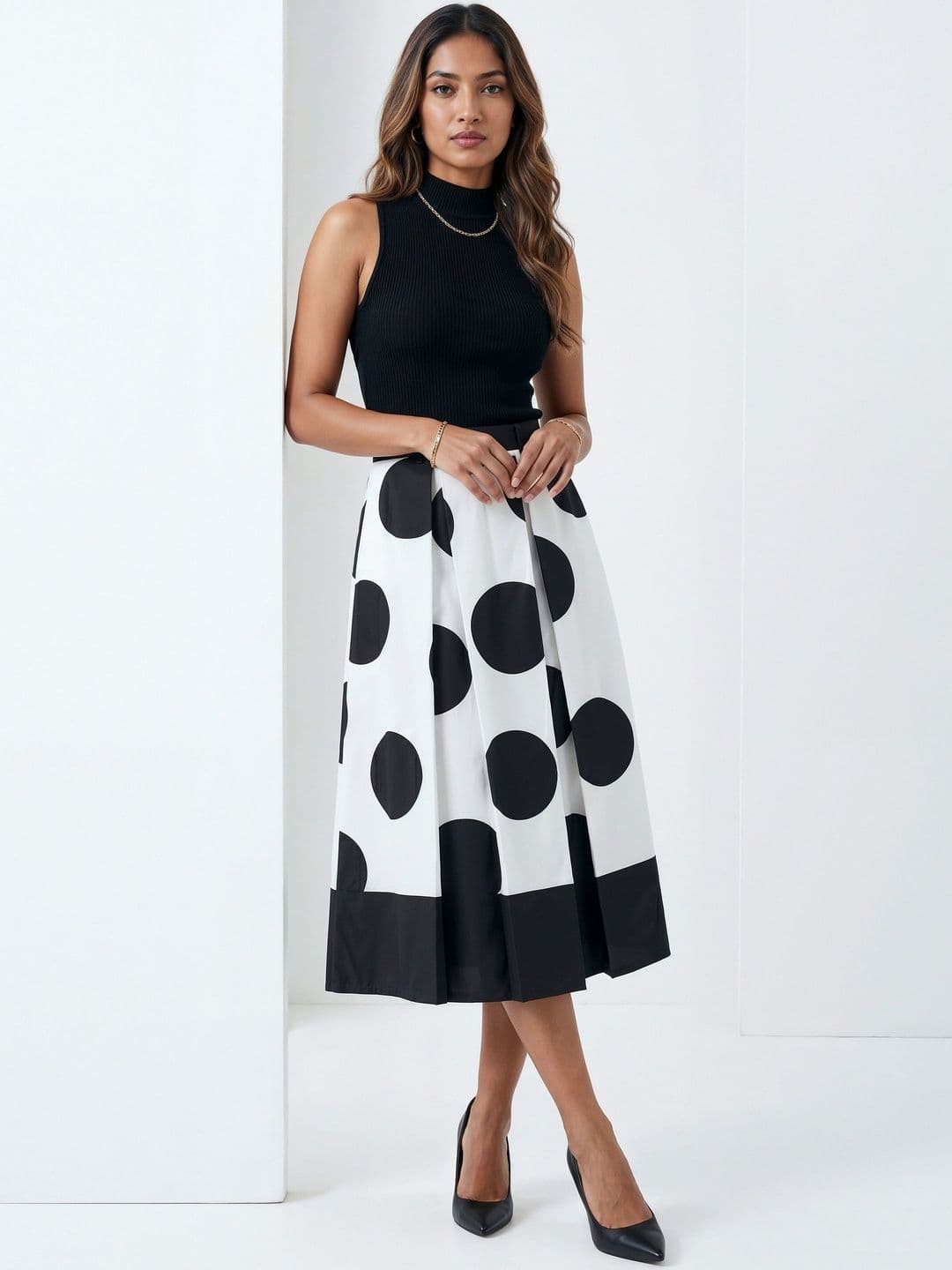 AASK Women Pure Cotton Blend Midi A-Line Skirt - view 1