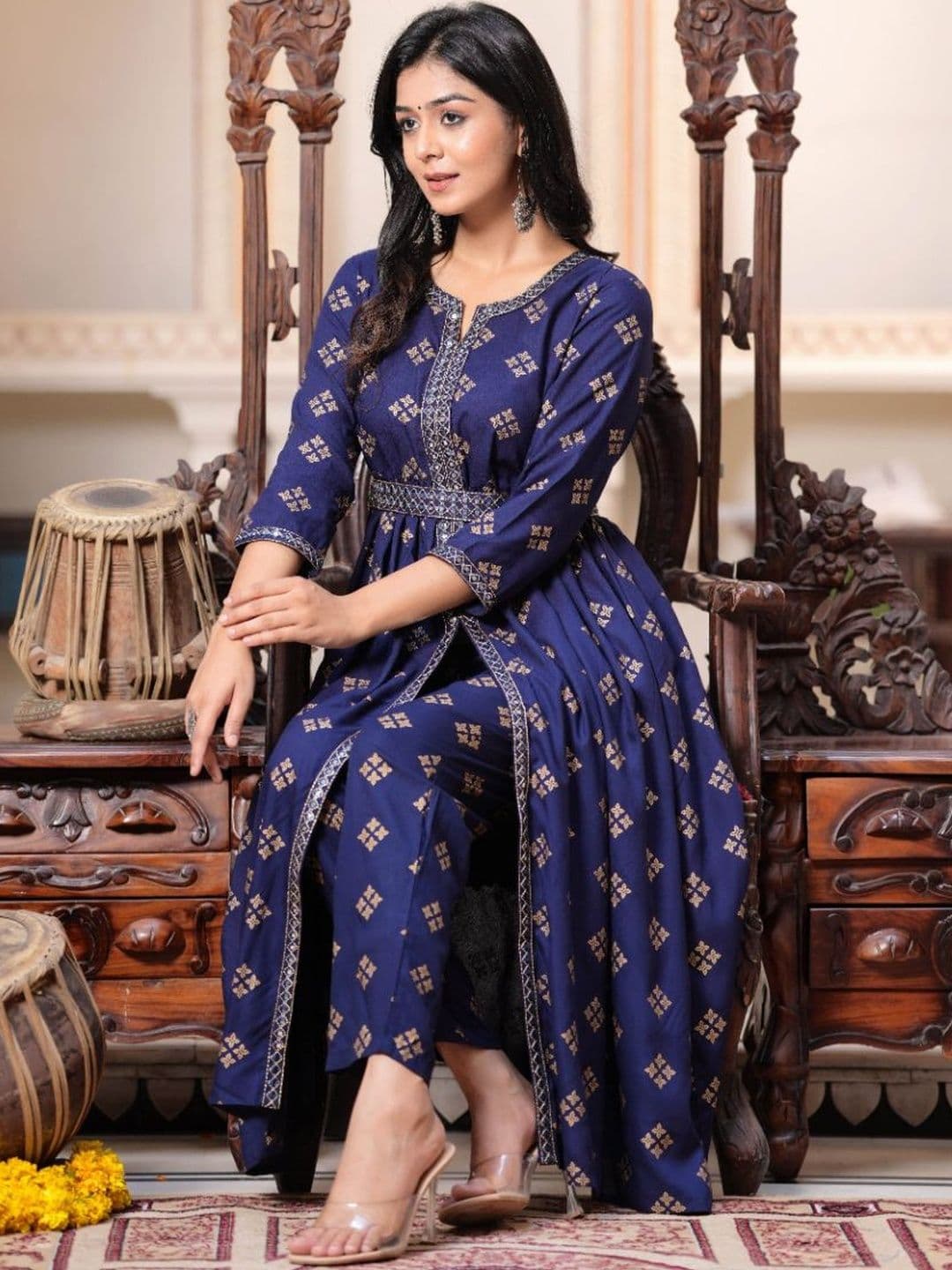 KALINI Women Ethnic Motifs Printed Empire Kurta with Trousers - view 1