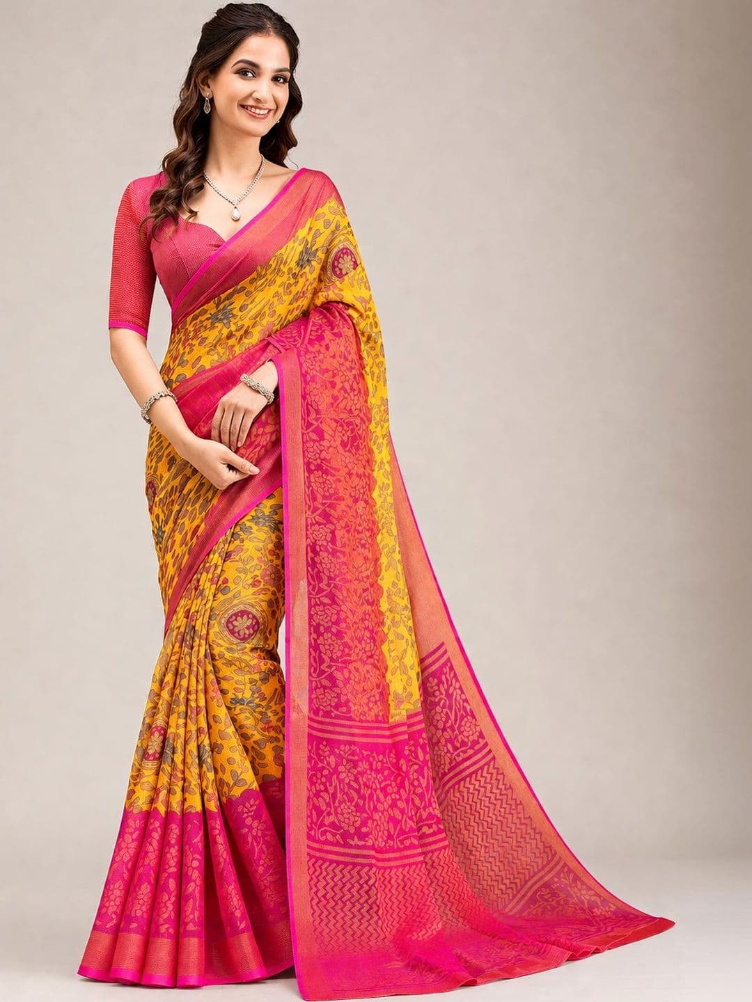 EMV Floral Brasso Fusion Saree - view 1