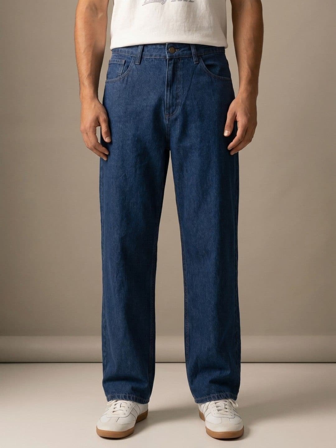 glitchez Men Baggy Fit Mid-Rise Light Fade Pure Cotton Jeans - view 1