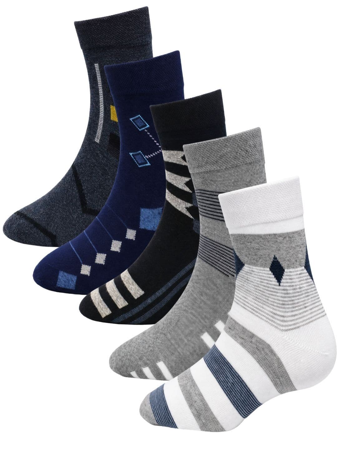 young arrow Men Pack of 5 Cotton Assorted Patterned Above Ankle Socks - view 1