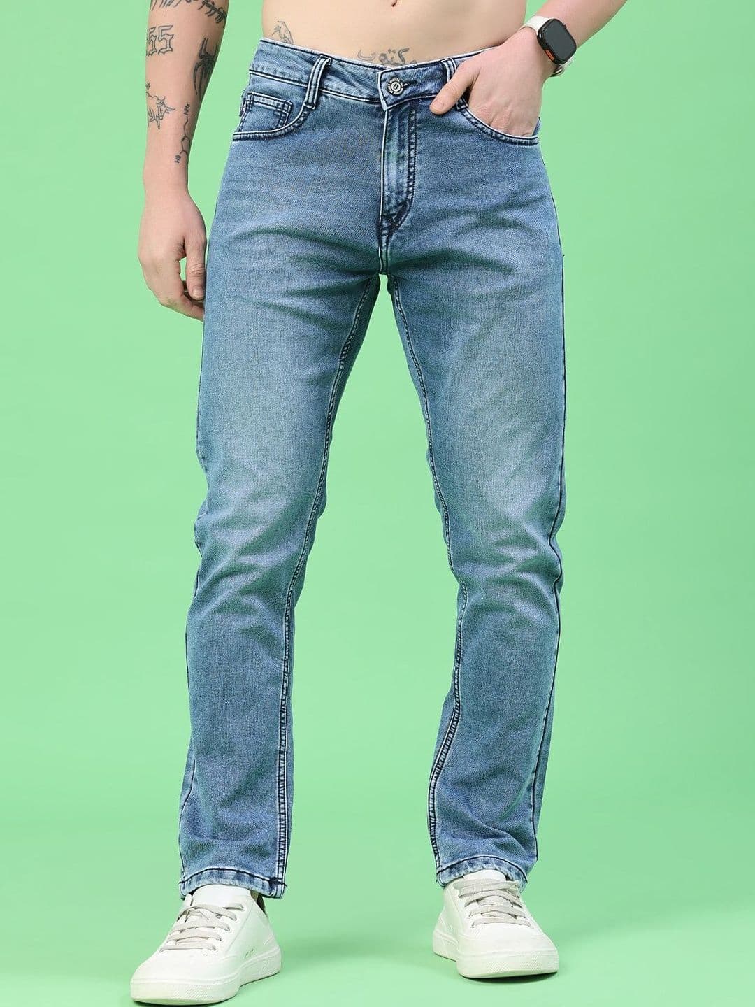 V-Mart Men Skinny Fit Mid-Rise Light Fade Jeans - view 1
