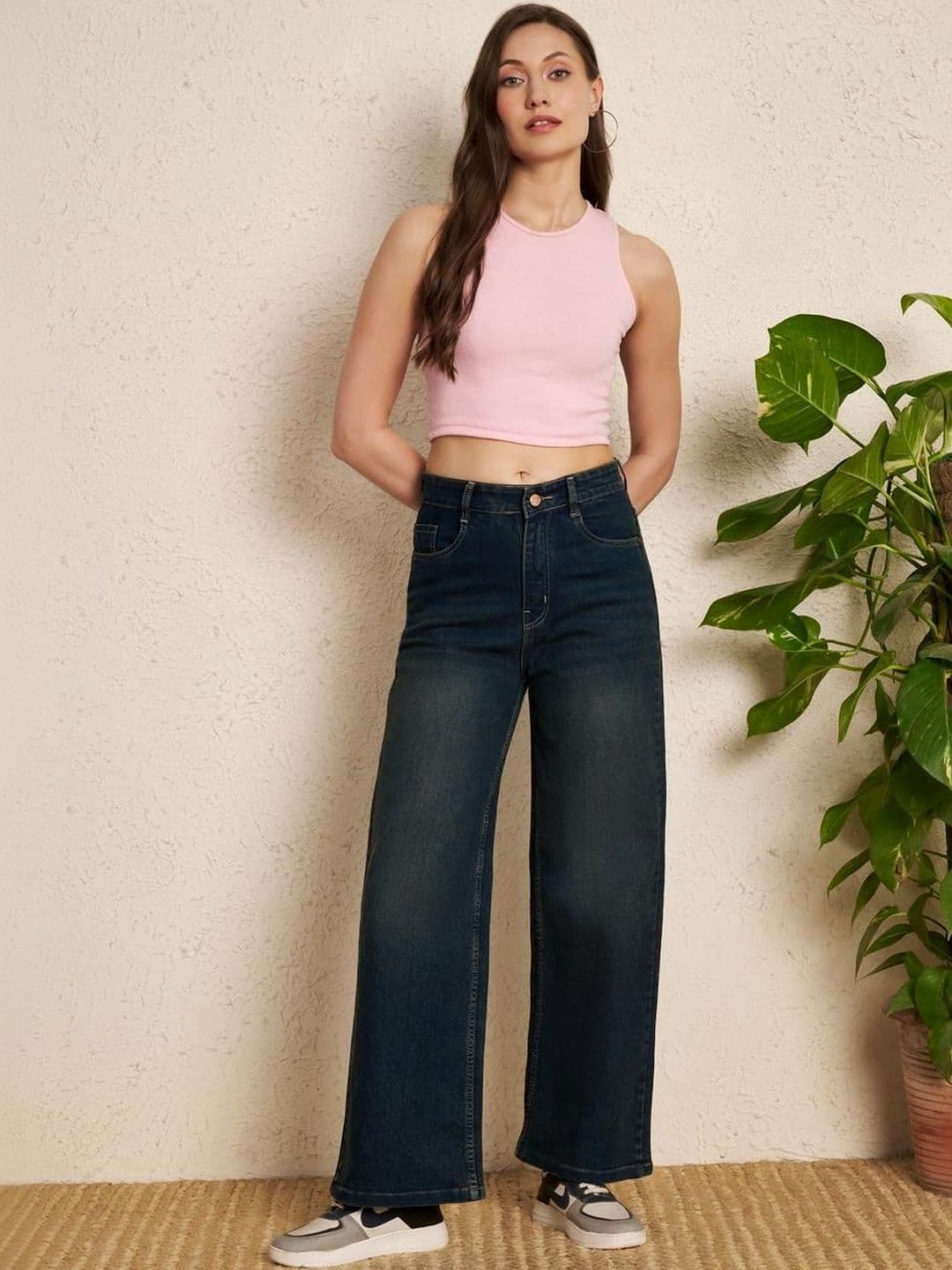 A1TUFF Women Jean Wide Leg High-Rise Light Fade Acid Wash Stretchable Jeans - view 1