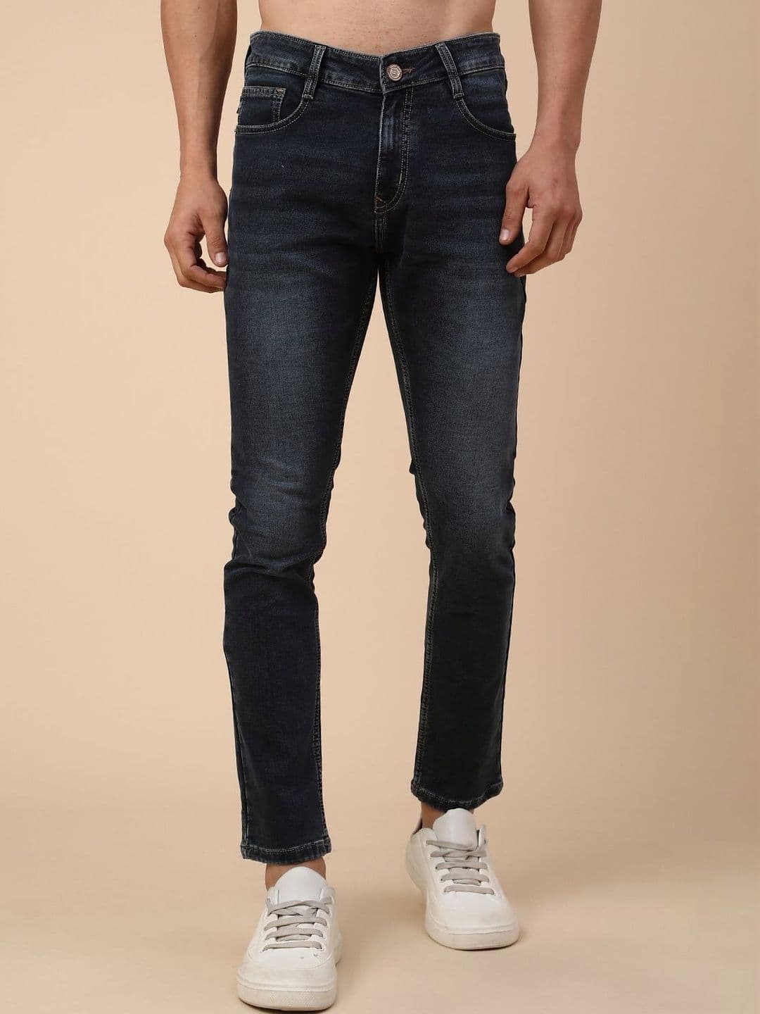 V-Mart Men Skinny Fit Mid-Rise Light Fade Stretchable Jeans - view 1