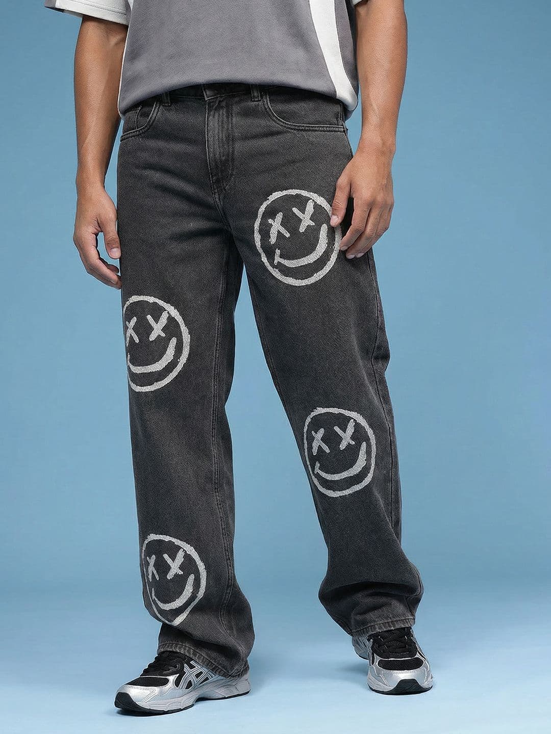 HERE&NOW Men Baggy Fit Printed Pure Cotton Jeans - view 1