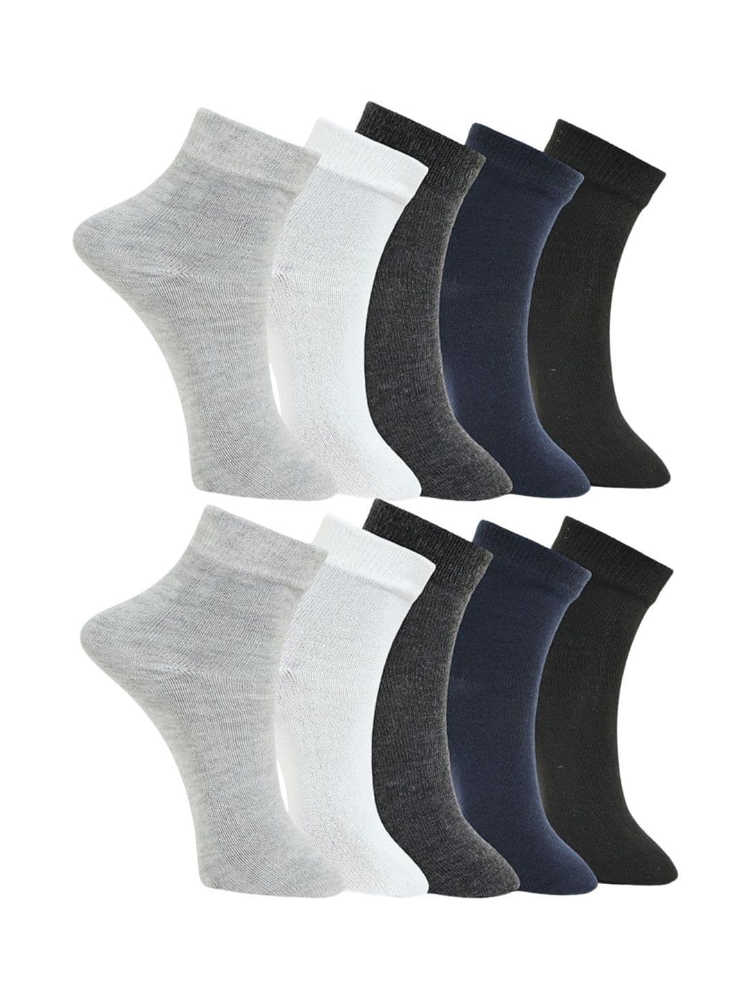 MJE Men Pack of 10 Cotton Blend Assorted Ankle Length Socks - view 1