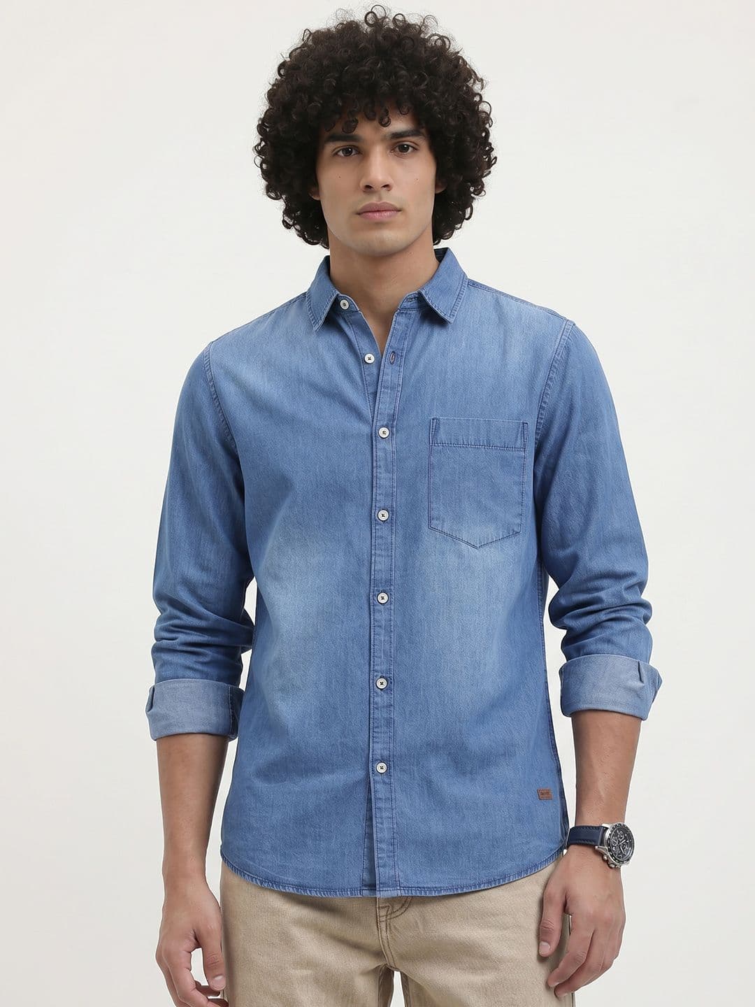 R.Code by The Roadster Life Co. Spread Collar Pure Cotton Casual Shirt - view 1