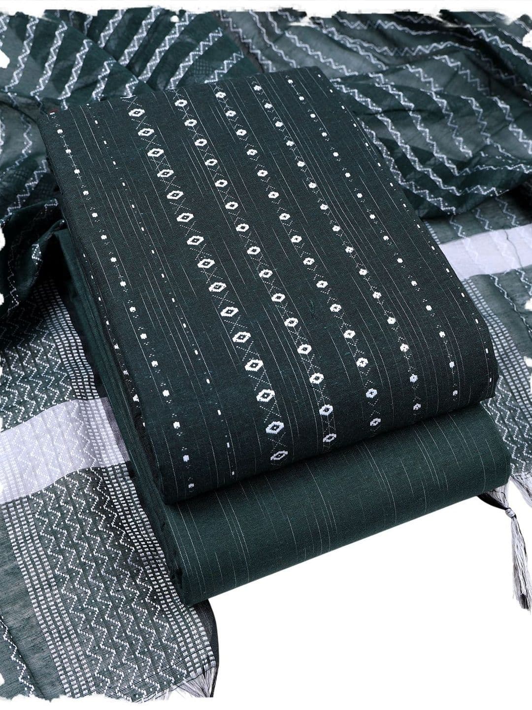 Sun Fashion And Lifestyle Geometric Printed Pure Cotton Unstitched Dress Material - view 1