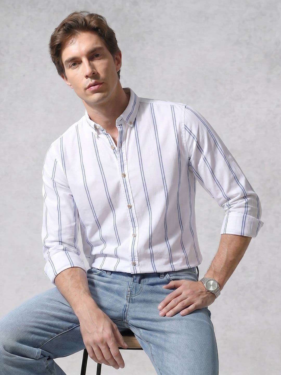 WROGN Striped Pure Cotton Casual Shirt - view 1