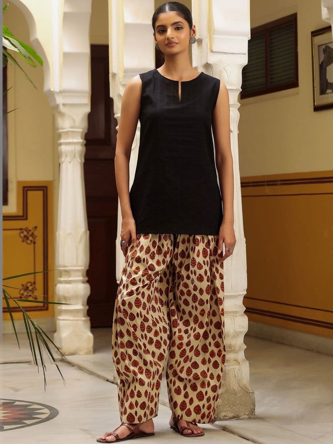 anayna Women Pure Cotton Floral Printed Kurta with Dhoti Pants - view 1