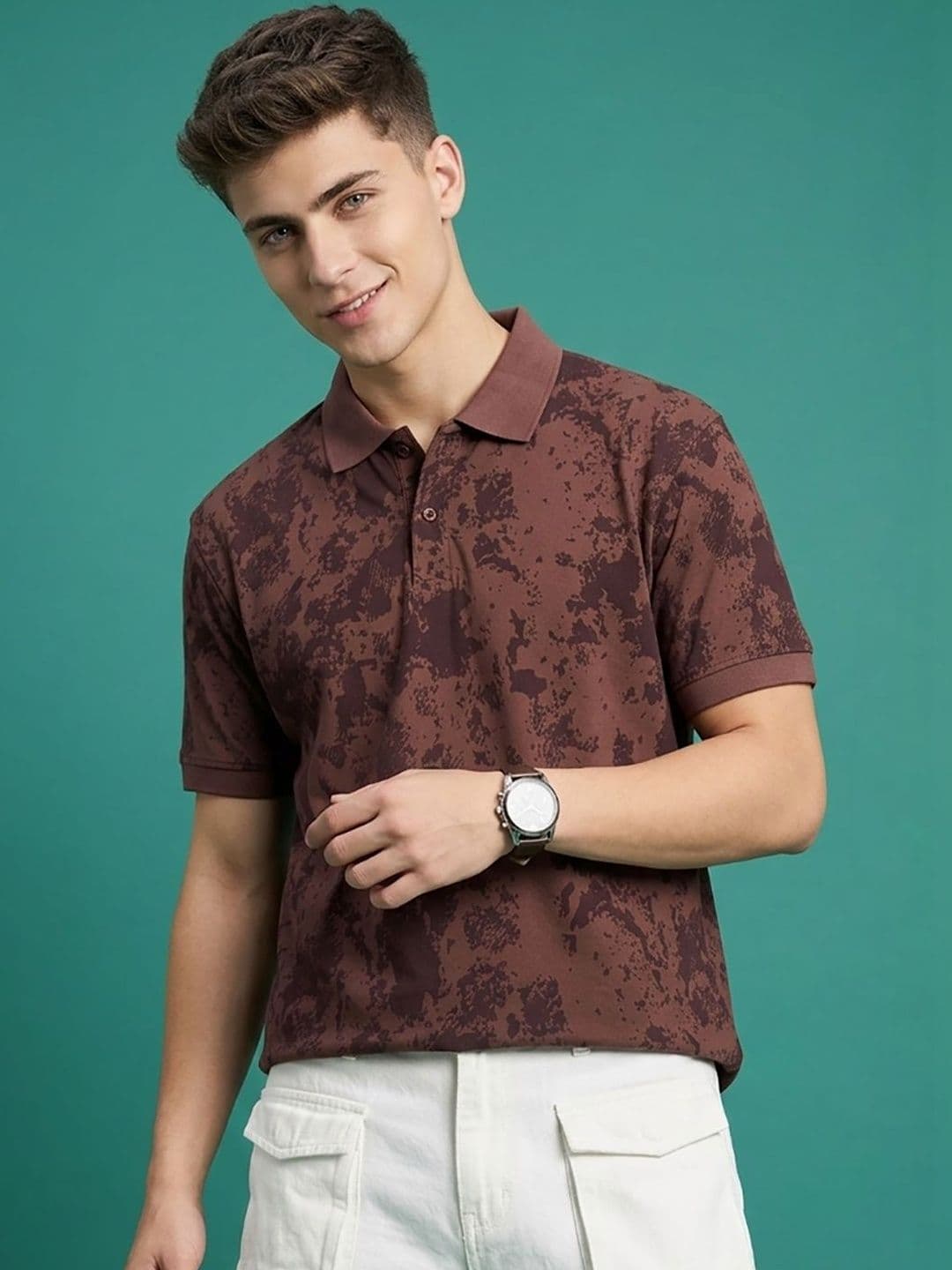 SZN Men Printed Polo Collar T-shirt - view 1