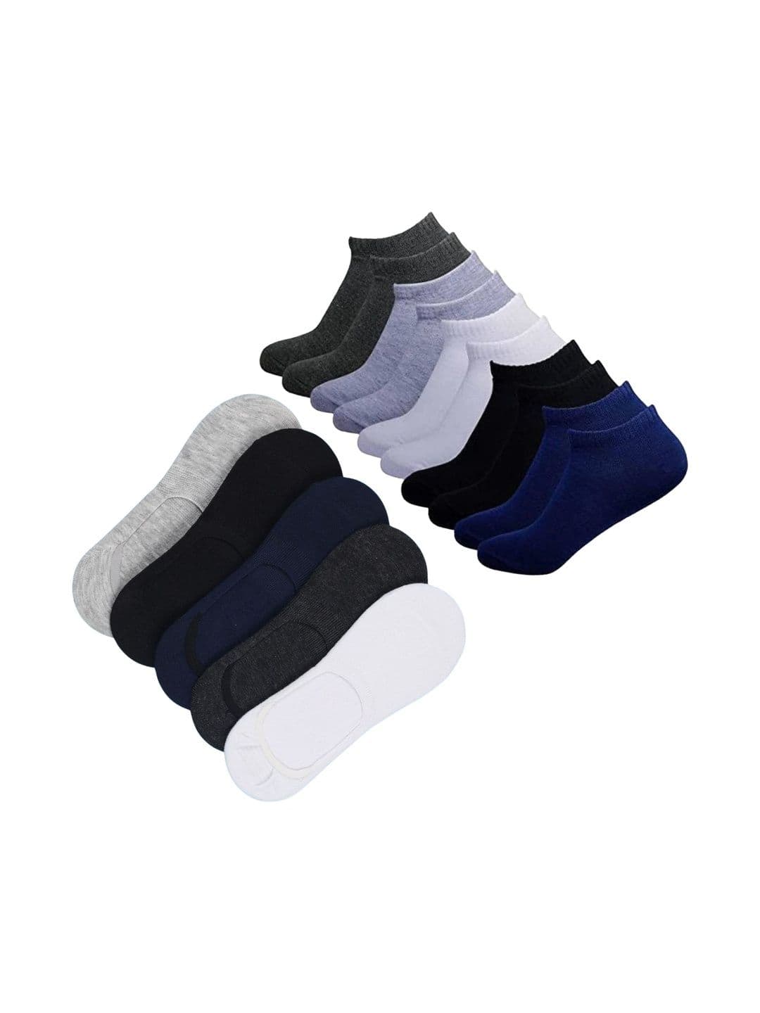 MJE Men Pack of 10 Cotton Blend Assorted Shoe Liners Socks - view 1