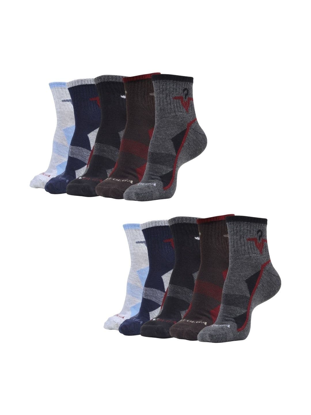 MJE Men Pack of 10 Cotton Blend Assorted Patterned Ankle Length Socks - view 1