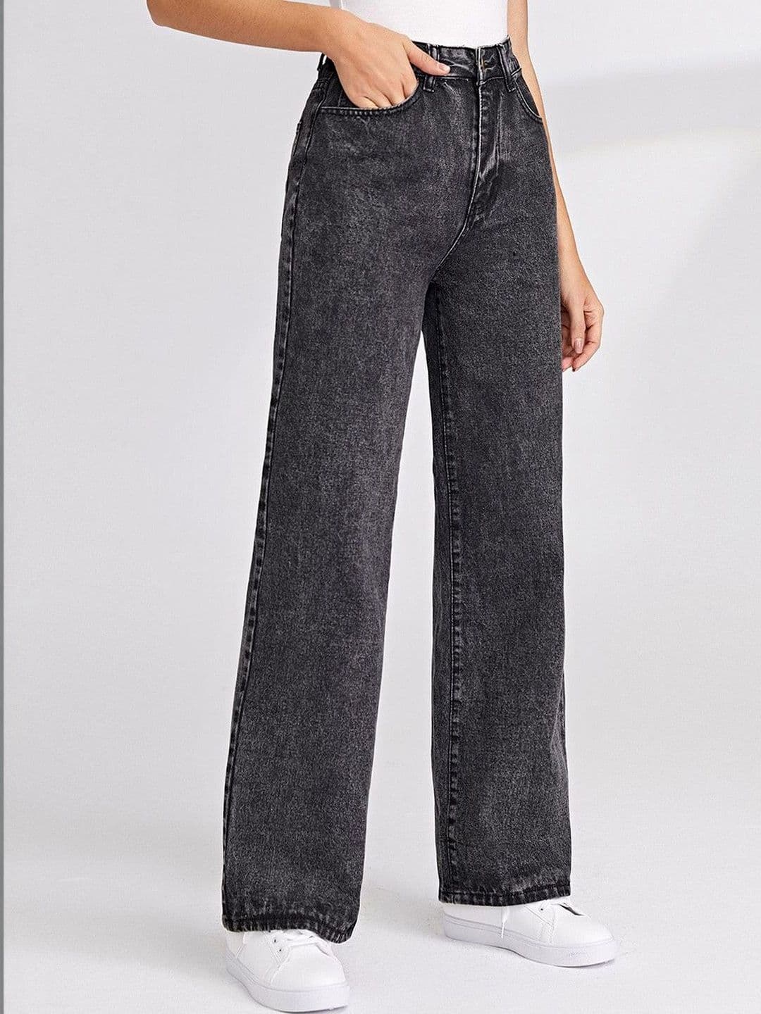 Stylecast X Kotty Women Wide Leg High-Rise Light Fade Jeans - view 1