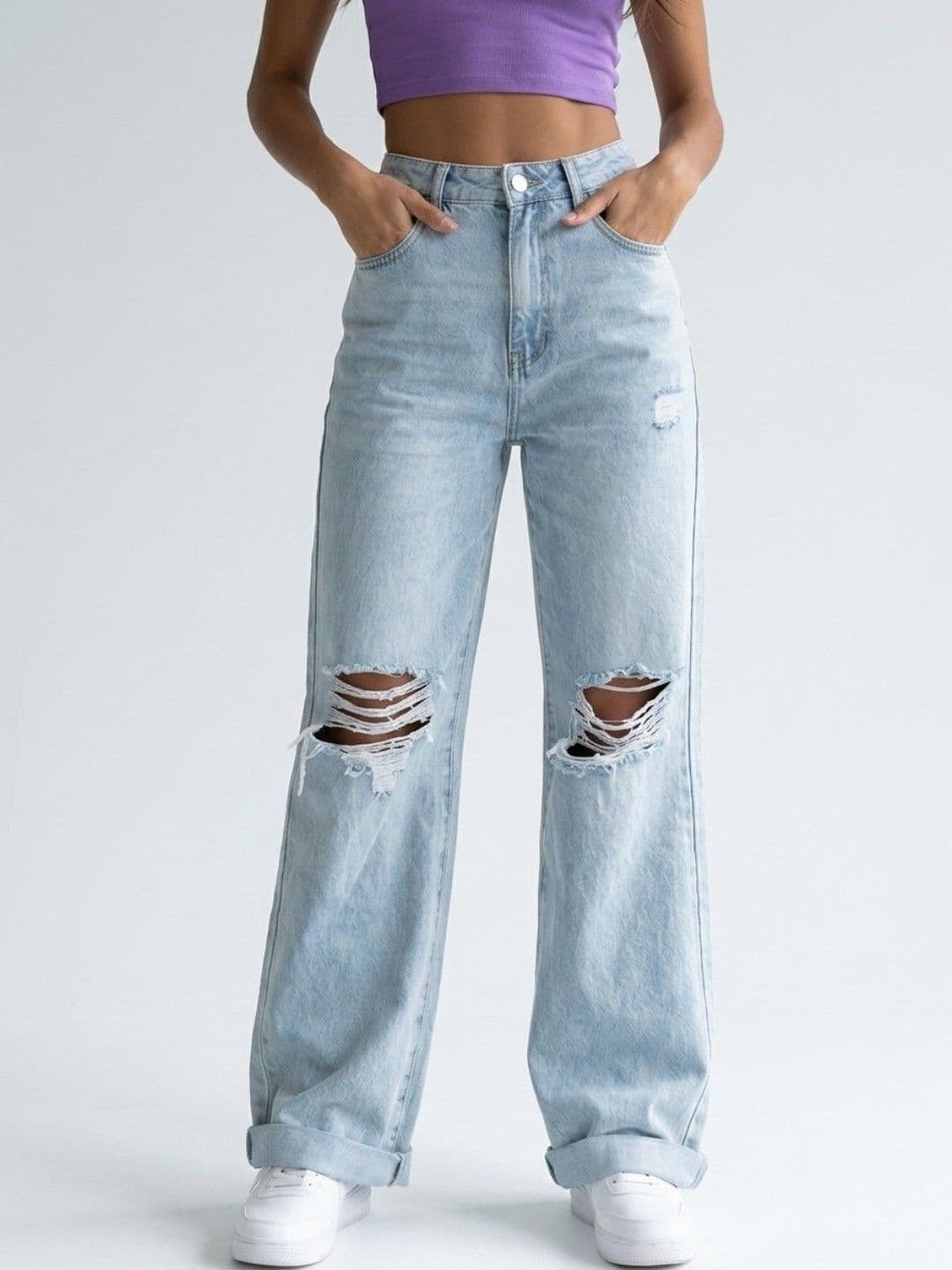 R.Code by The Roadster Life Co. Fit High-Rise Highly Distressed Light Fade Acid Wash Jeans - view 1