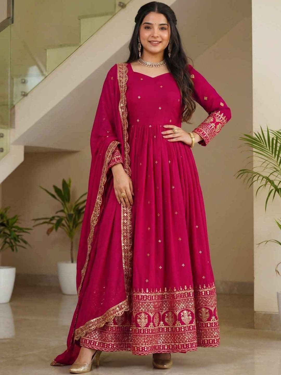 PANJURLI Women Ethnic Motifs Embroidered Panelled Thread Work Kurta with Trousers & With Dupatta - view 1