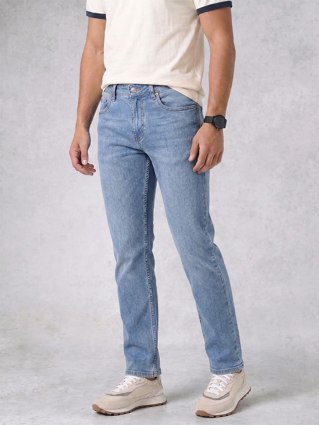 WROGN Men Slim Fit Mid-Rise Heavy Fade Stretchable Jeans - view 1