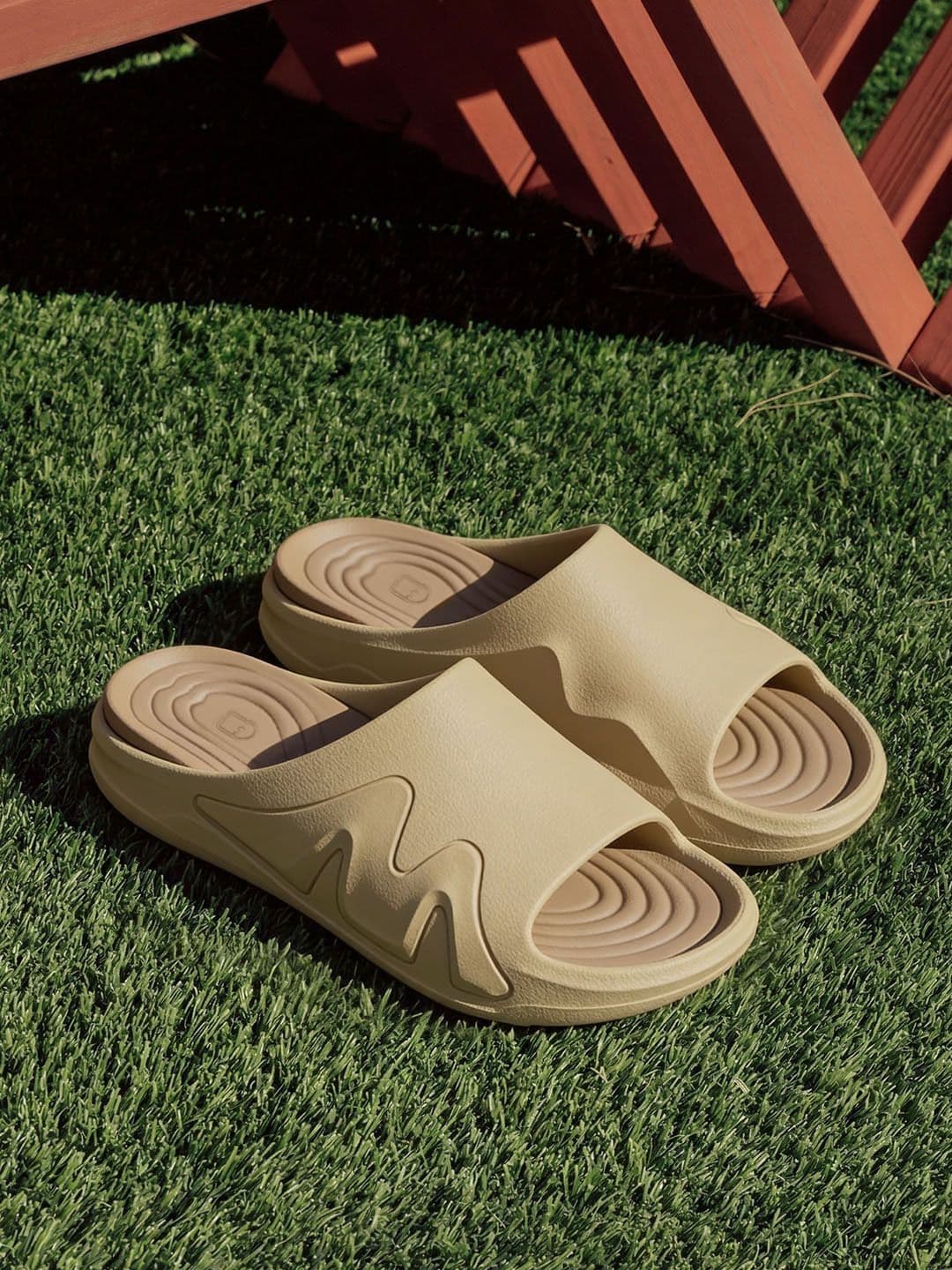 The Souled Store Mens Textured Beige Sliders - view 1