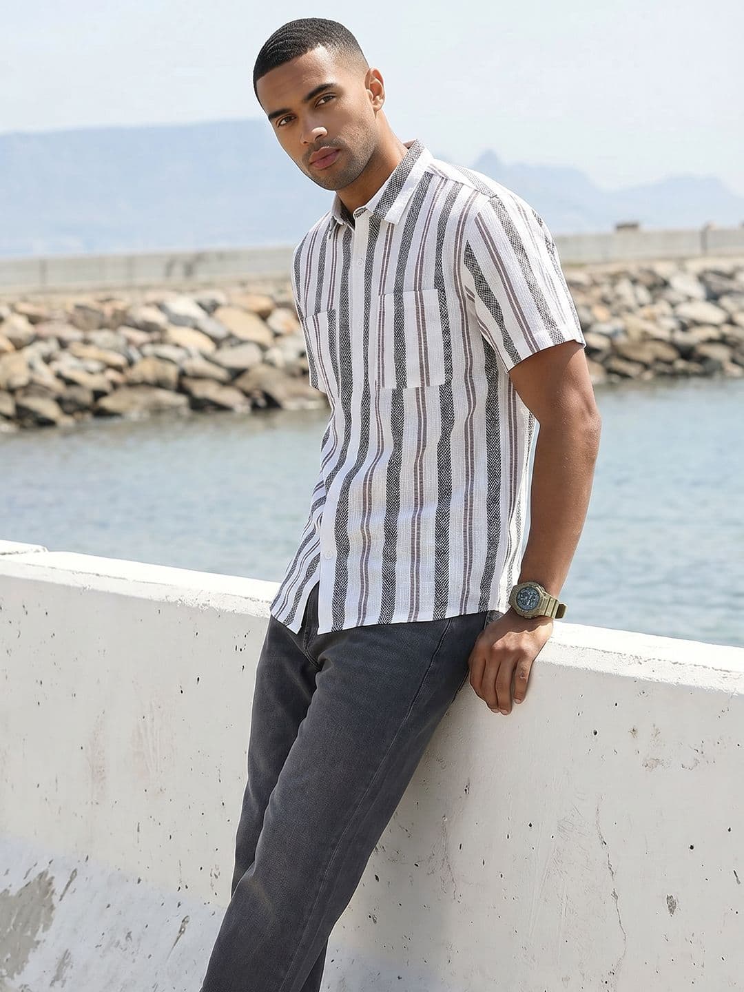 The Roadster Life Co. Vertical Striped Cotton Casual Shirt - view 1