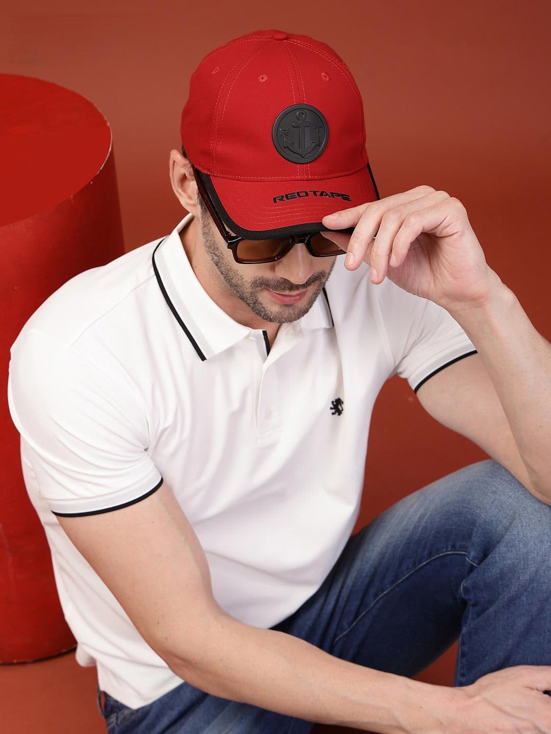 Red Tape Unisex Red Solid Polyester Baseball Cap with Adjustable Strap - view 1