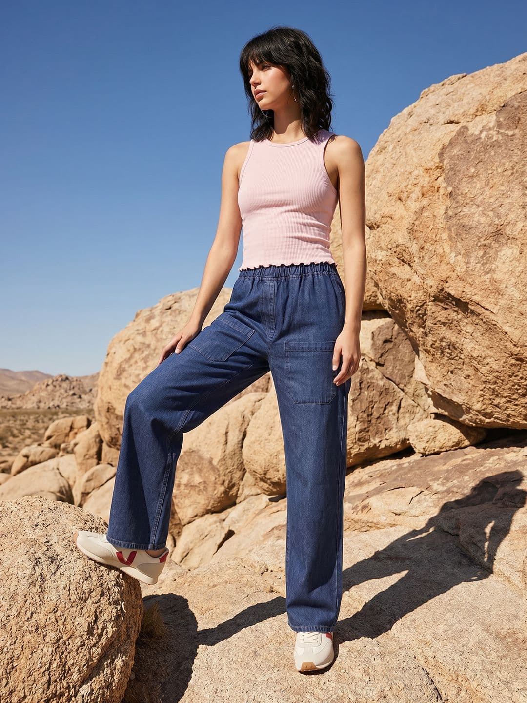 The Roadster Life Co. Women Straight Fit Mid-Rise Cotton Jeans - view 1