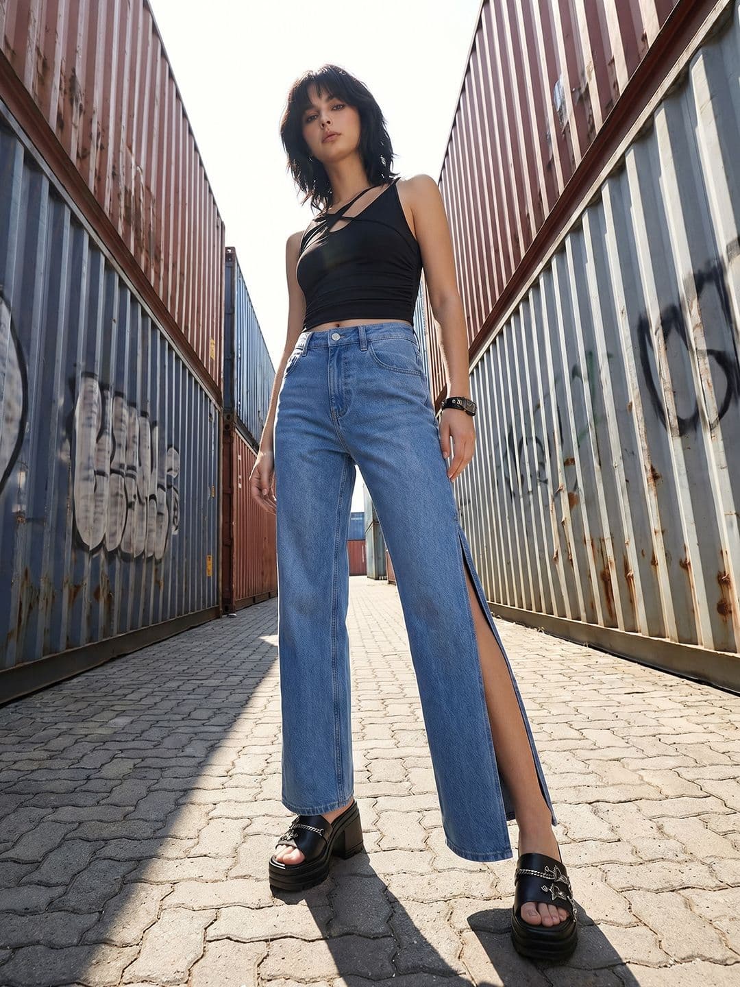 The Roadster Life Co. Women Regular Fit Mid-Rise Light Fade Slit Jeans - view 1