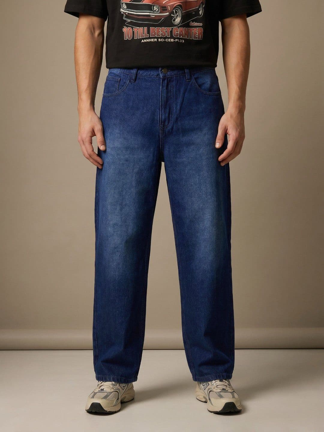 glitchez Men Pure Cotton Baggy Fit Heavy Fade Jeans - view 1