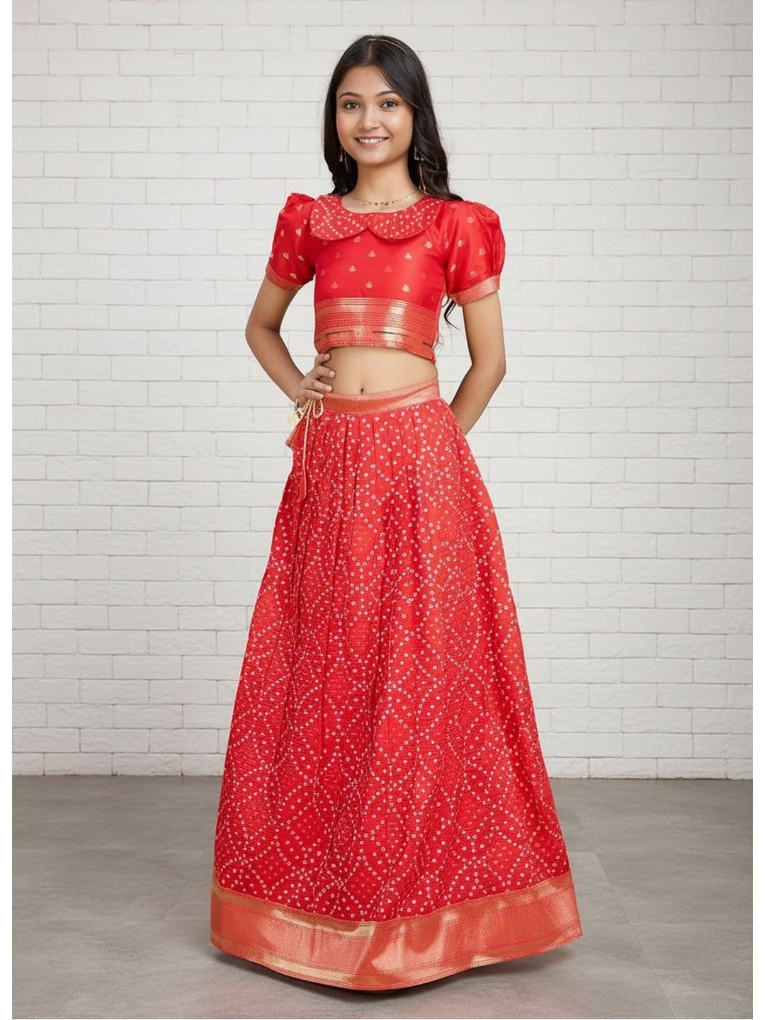 KALANANDI Girls Embroidered Ready to Wear Lehenga & - view 1