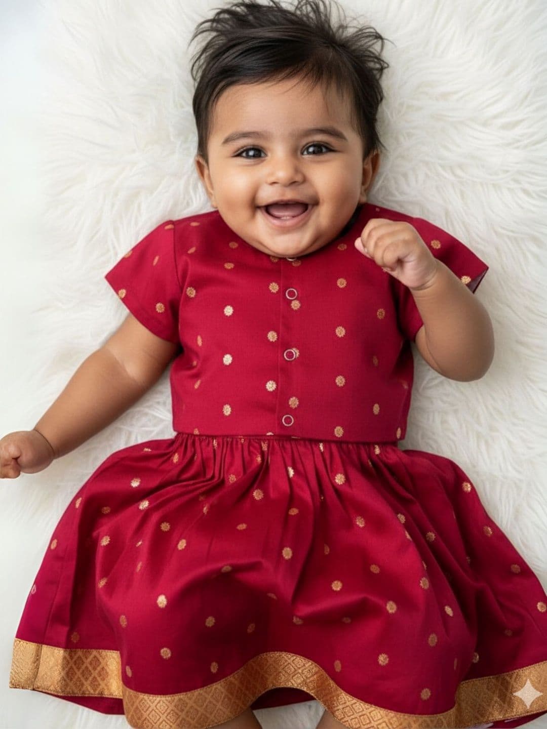 Sangria Infant Girls Woven Design Pure Silk Round Neck Flared Lehenga Choli - view 1