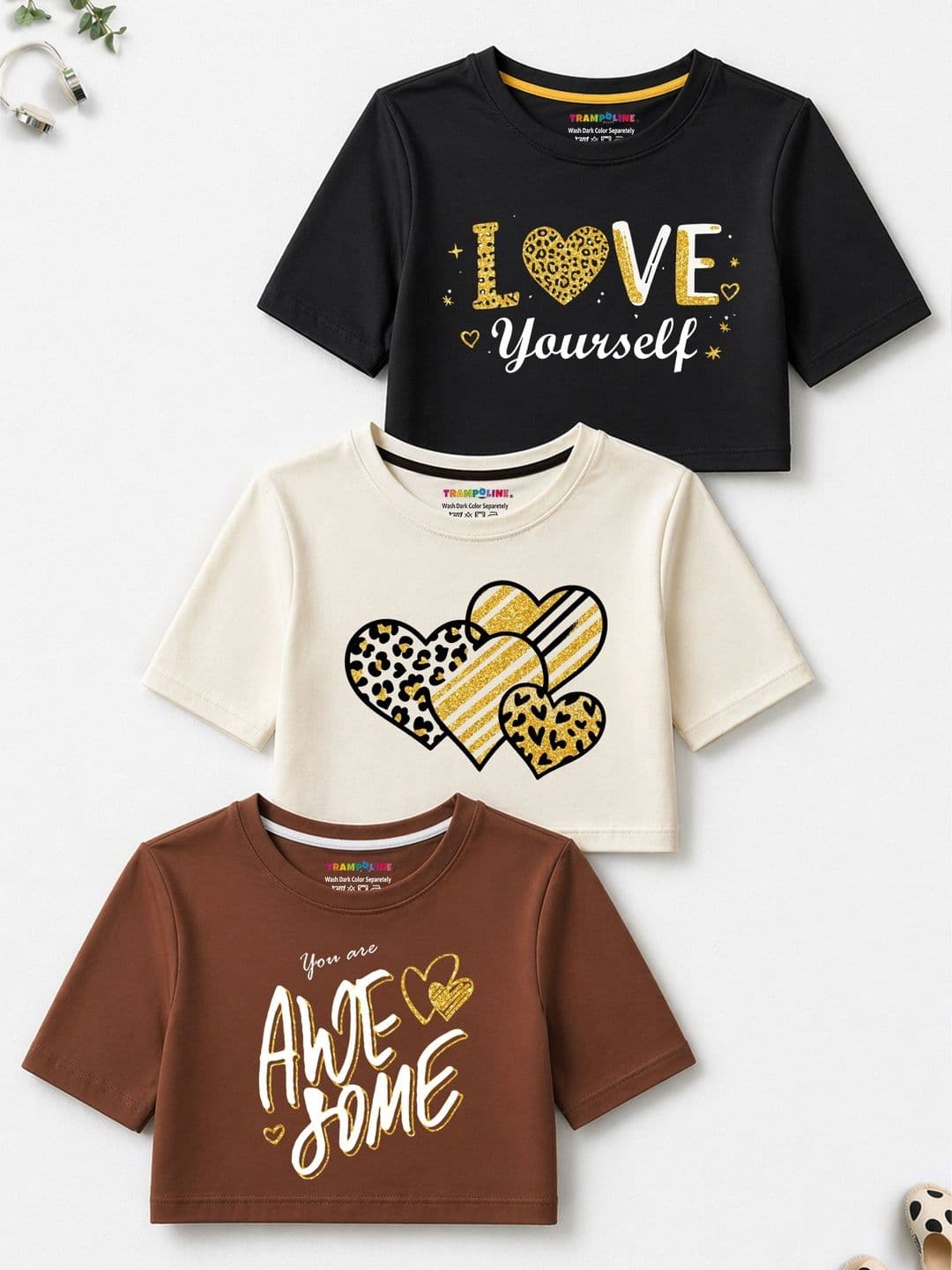 YK X Trampoline Girls Pack of 3 Graphic Printed Crop Top - view 1