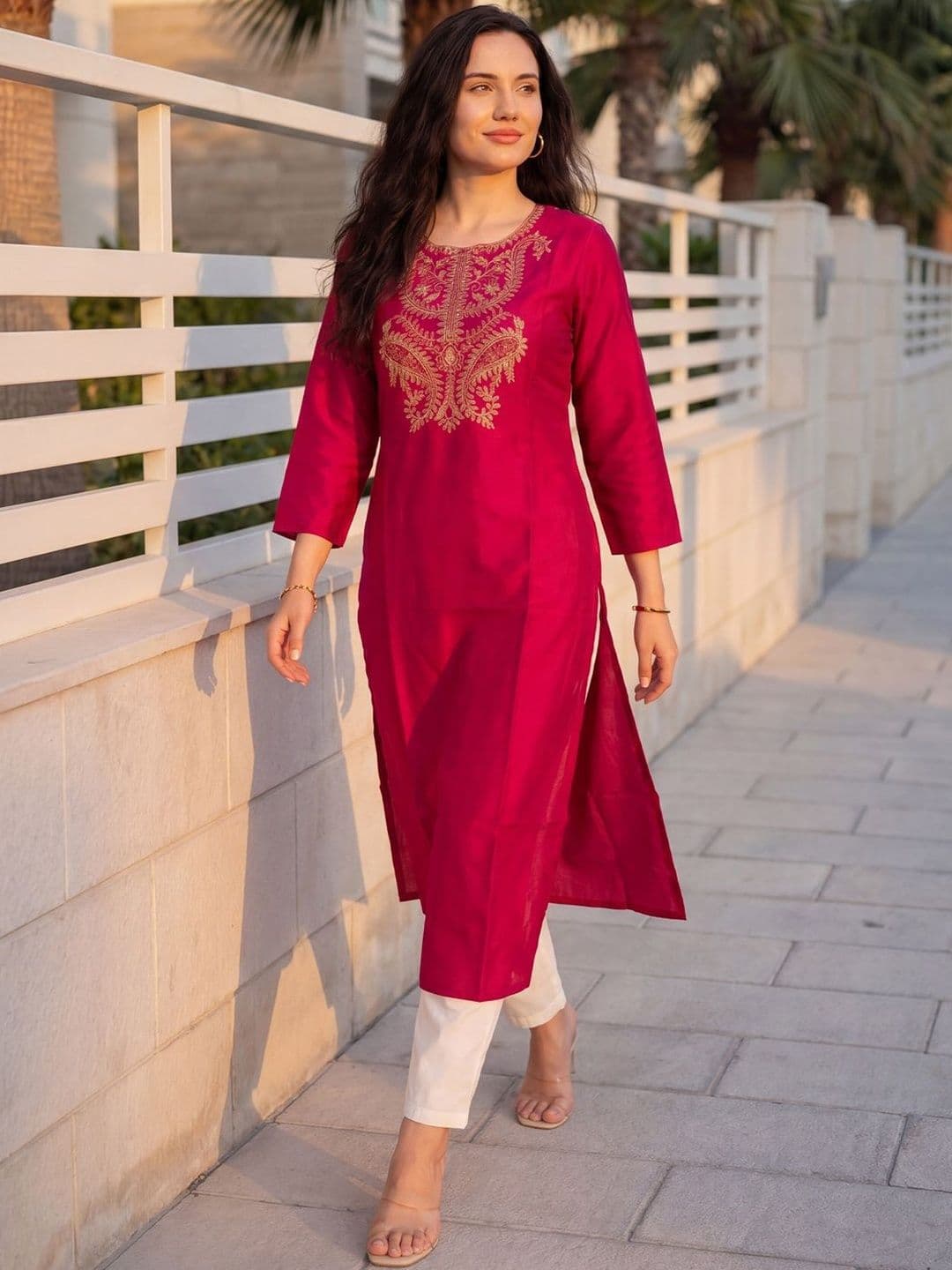 Indo Era Women Embroidered Thread Work Kurta - view 1
