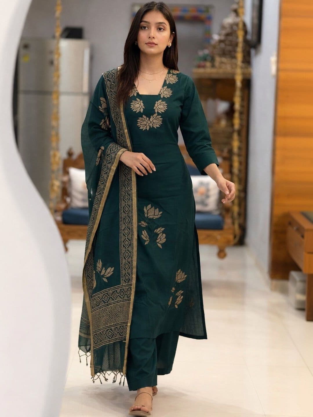 PANJURLI Women Ethnic Motifs Printed Regular Kurta with Palazzos & With Dupatta - view 1