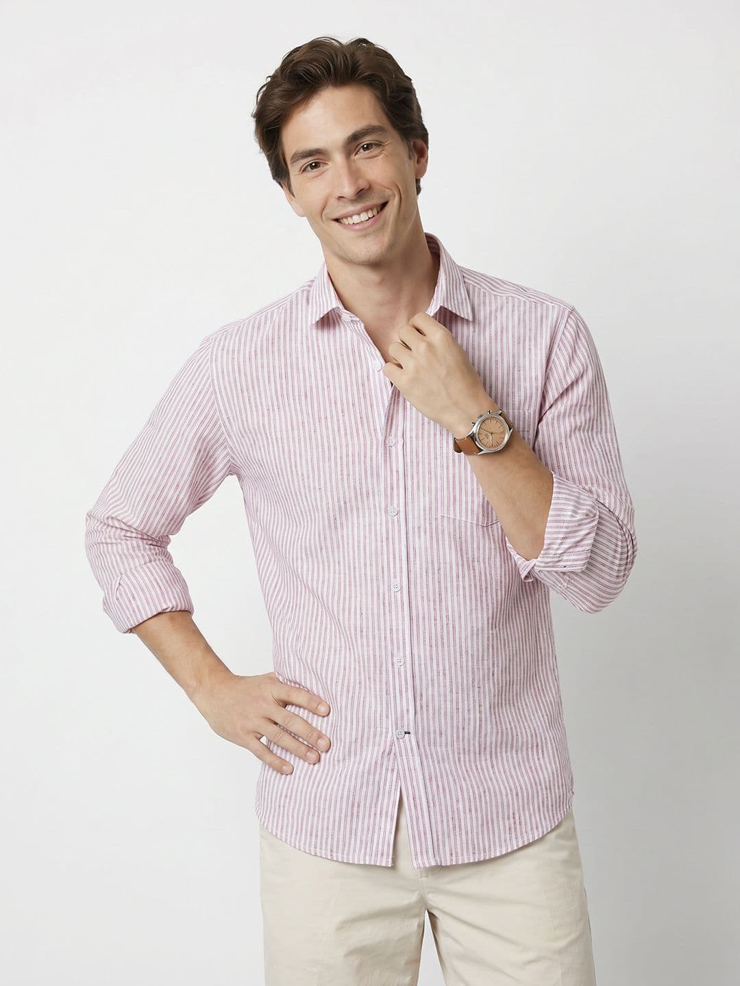 Mast & Harbour Soft Touch Slub Stripe Shirt - view 1