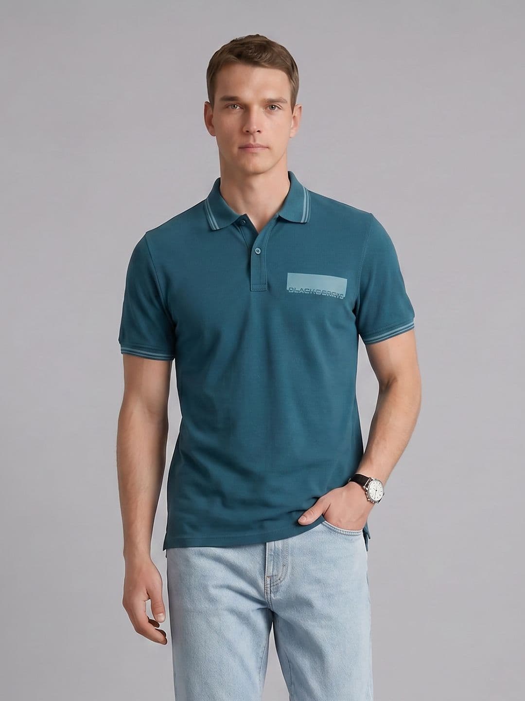 Blackberrys Brand Logo Polo Collar T-Shirt - view 1