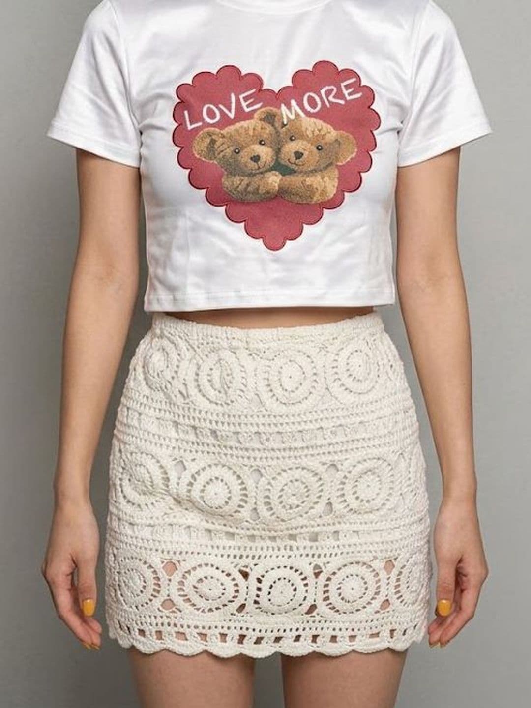 Suo Women Lace Self Design Crochet Mini Straight Skirt - view 1