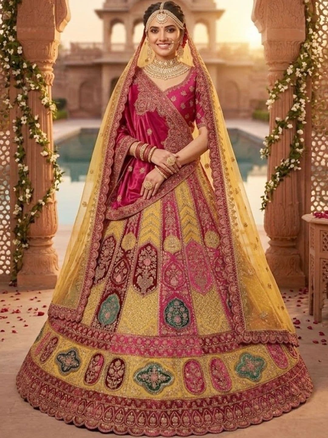 JIYANA WOMENS CHOICE Embroidered Semi-Stitched Velvet Lehenga & Blouse & Dupatta - view 1