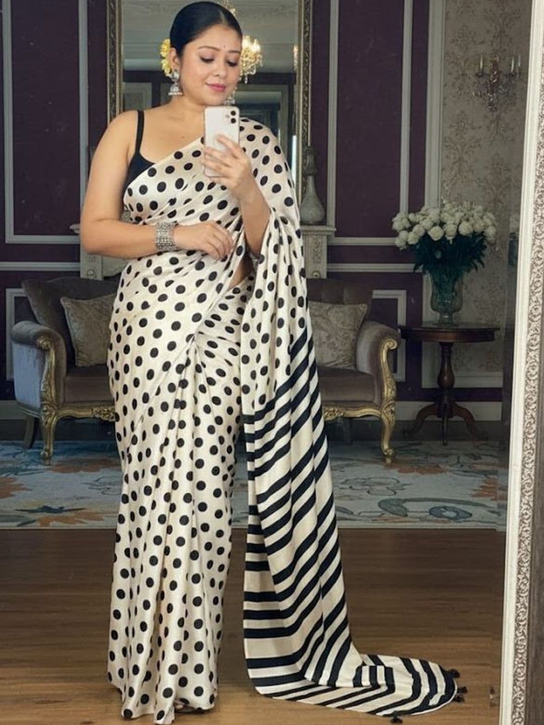 KOMAL NX Polka Dot Half and Half Saree - view 1