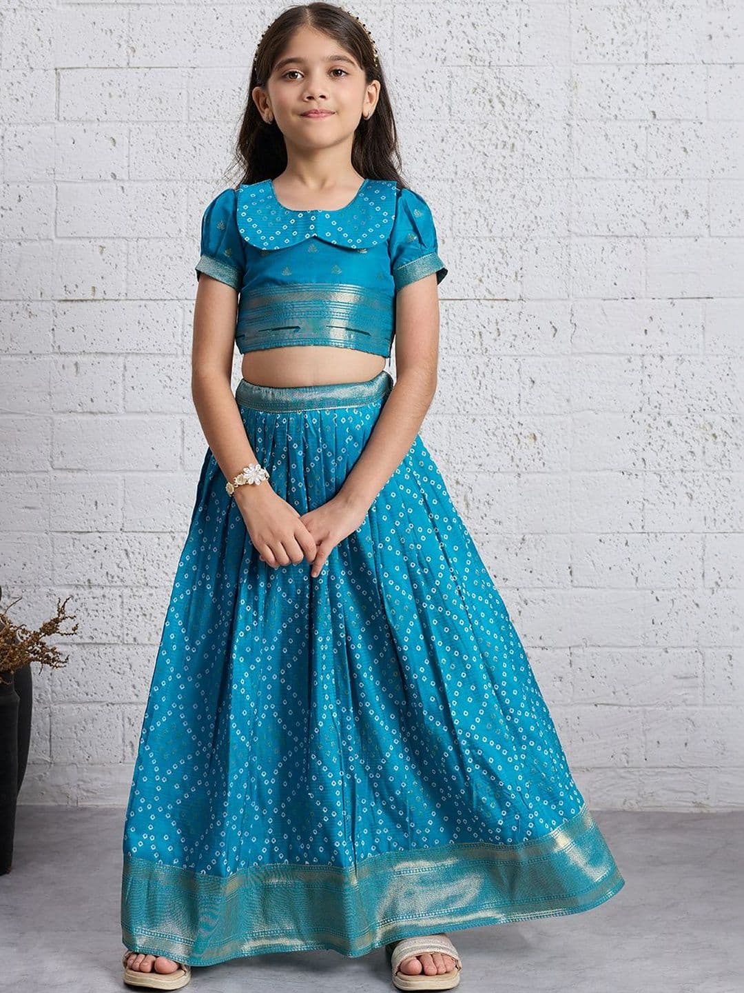 KALANANDI Girls Bandhani Printed Semi-Stitched Lehenga Choli - view 1