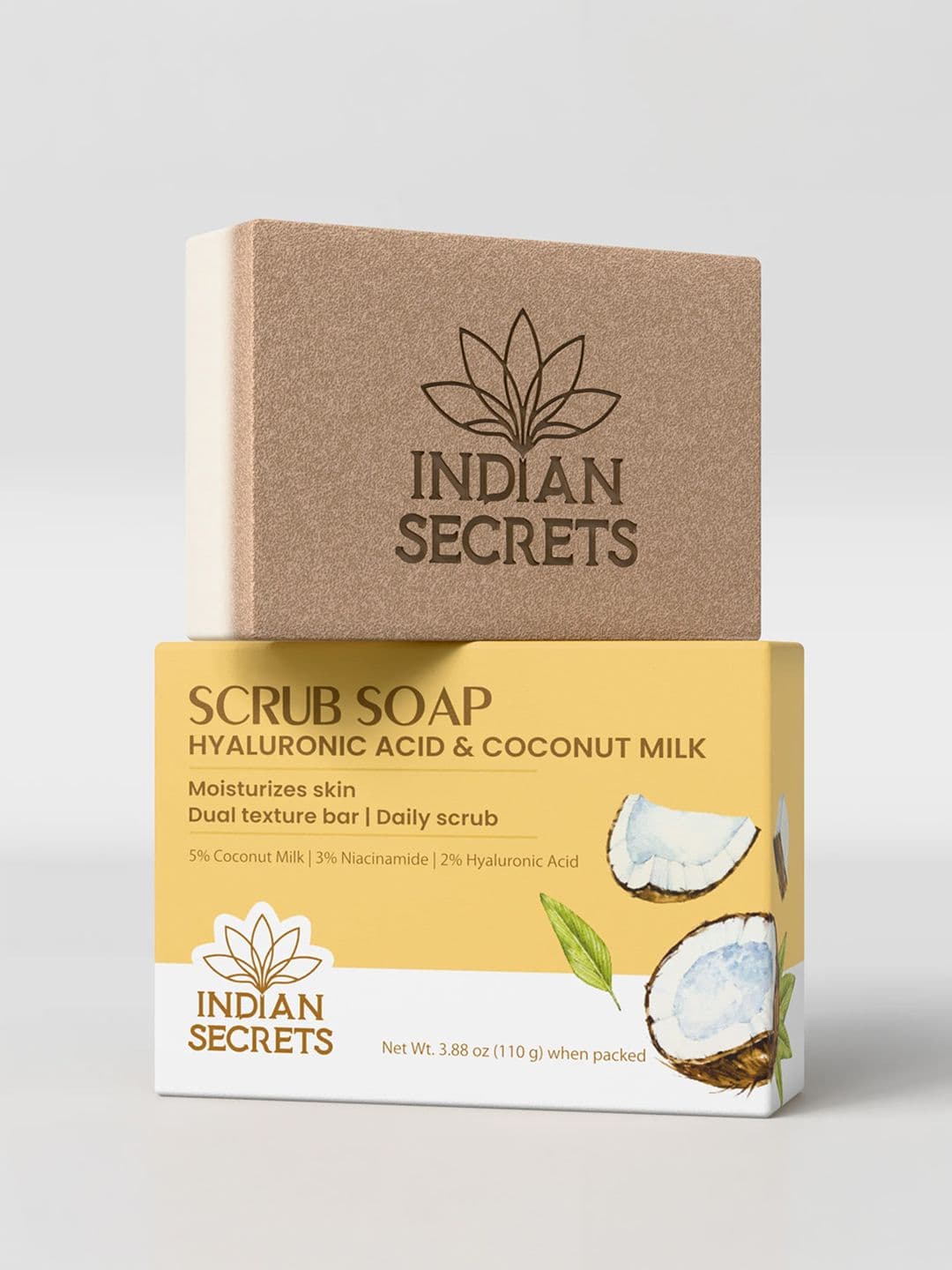 Indian Secrets Hyaluronic Acid & Coconut Milk Scrub Soap - 110 g - view 1