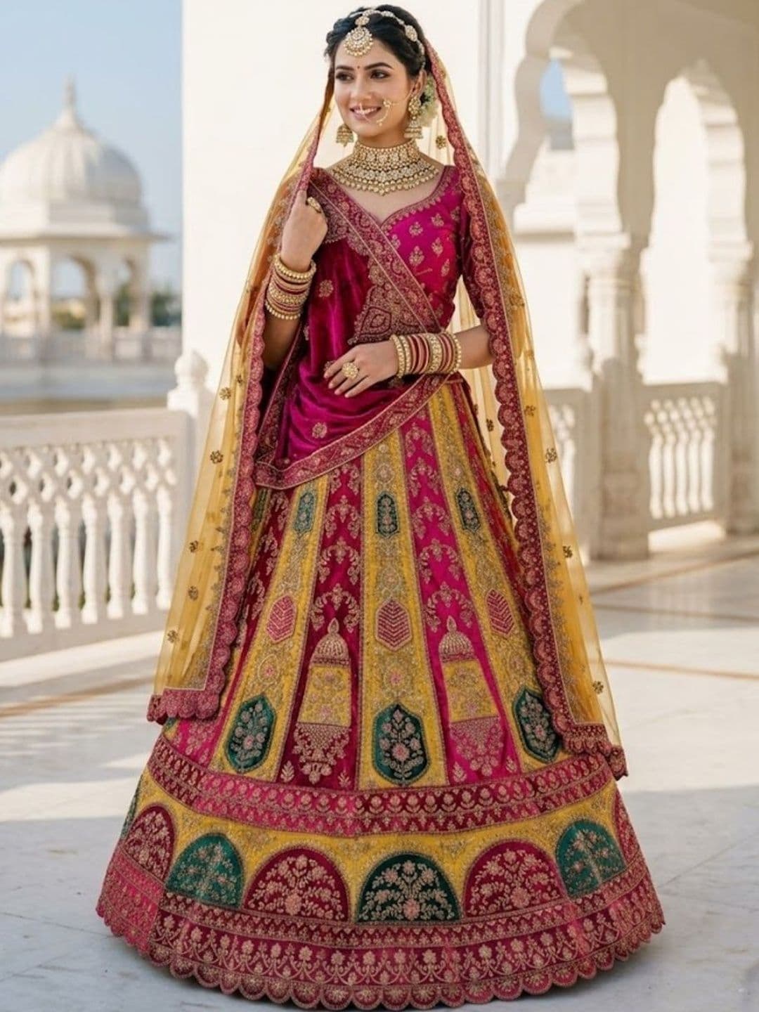 JIYANA WOMENS CHOICE Embroidered Semi-Stitched Velvet Lehenga & Blouse & Dupatta - view 1