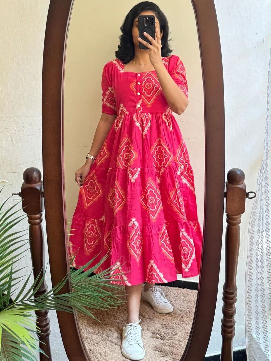TiRoPatifab Print Puff Sleeve Fit & Flare Midi Dress - view 1